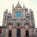 Siena Cathedral. Aged photo Medieval church. Italy