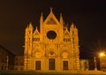 Siena cathedral illuminated by night, Tuscany, Italy Royalty Free Stock Photo