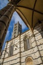 Siena Cathedral Tower through Arch-Siena,Italy Royalty Free Stock Photo
