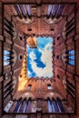 Siena Looking Up Tower Castle Courtyard