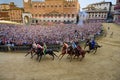 Mossa or Start of the Public Horse Race Palio di Siena Royalty Free Stock Photo