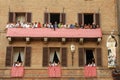 Palio di Siena, Tuscany, Italy. Colourful historical bareback horse race. Held in the beautiful, historical Piazza del Campo. Exci Royalty Free Stock Photo