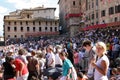 Palio di Siena, Tuscany, Italy. Colourful historical bareback horse race. Held in the beautiful, historical Piazza del Campo. Exci Royalty Free Stock Photo