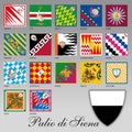 SIENA - ITALY - JULY 2016 - Palio of Siena, flag of the caterpillar contrada, Tuscany Royalty Free Stock Photo