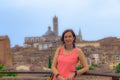 Siena, Italy - July 25, 2021: Street View of the medieval city of Siena in Tuscany, Italy Royalty Free Stock Photo