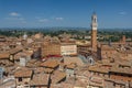 View to the historic centre of Siena town, Italy
