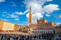 Crowd of people in Piazza del Campo square in Siena Royalty Free Stock Photo