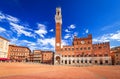 Siena, Italy - Piazza del Campo and the Mangia Tower Royalty Free Stock Photo