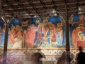 SIENA, ITALY - SEPTEMBER 23, 2023 - Famous frescoes of Christ, in the Crypt of the Siena cathedral