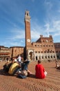 Siena main square with tower Torre del Mangia