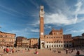 Siena main square with tower Torre del Mangia