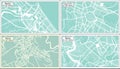 Siena, Reggio Emilia, Rome and Rimini Italy City Maps Set in Retro Style