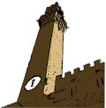 Siena, Torre del Mangia stylized, monument, Italy, Colors, isolated.