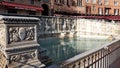The Fonte Gaia, monumental fountain of Siena, located in the Piazza del Campo. Royalty Free Stock Photo