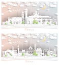 Siena Tuscany and Padua Italy City Skyline Set in Paper Cut Style