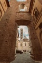 SIENA, TUSKANY, ITALY - Old town and Siena Cathedral Duomo di Siena at sunset. Royalty Free Stock Photo