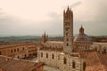 SIENA, TUSKANY, ITALY - Old town and Siena Cathedral Duomo di Siena at sunset. Royalty Free Stock Photo