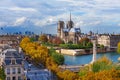 Sienna river and Notre dame cathedral in Paris Royalty Free Stock Photo