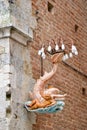 Ornate light fitting in Sienna Italy on May 18, 2013