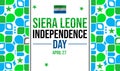 Siera Leone Independence Day background design with colorful shapes and typography