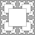 Sierpinski carpet patterns in fractal style, monochrome background in line design Royalty Free Stock Photo