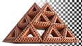 Sierpinski triangle pyramid fractal geometric structure png transparent image Generative AI