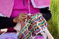 Sierra Chincua, Michoacan, Mexico, January 14: Indigenous woman sews clothes