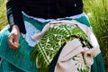 Sierra Chincua, Michoacan, Mexico, January 14: Indigenous woman sews clothes