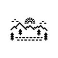Black line icon for Sierra, valley and cliff Royalty Free Stock Photo