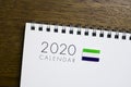 Sierra Leone Flag on 2020 Calendar