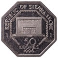 50 Sierra Leonean leones coin, 1996, reverse