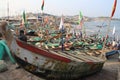 Siesta of fishermen in Cape Coast harbour, Africa Royalty Free Stock Photo