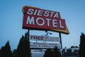 Siesta Motel sign at night, Newington, Connecticut