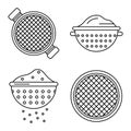 Sieve icons set, outline style