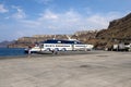 Sifnos Jet passenger ship Seajets, high-speed ferry in harbor of Santorini Island, Greece Royalty Free Stock Photo
