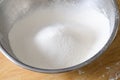 Sifted flour in a bowl