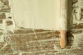 Sifted flour and rolling pin on the table Royalty Free Stock Photo