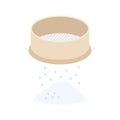 Sifting flour sieve icon. Confectioner sieve flour sifting Royalty Free Stock Photo