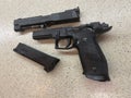 Sig Sauer P226 replica handgun disassembled