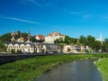 Sighisoara city landscape. Tranava Mare river. Royalty Free Stock Photo