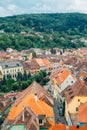 Sighisoara old town panorama view in Romania Royalty Free Stock Photo