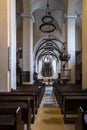 Interior of the Church of the Dominican Monastery in Sighisoara. Vertical shot