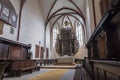 Interior view of the Church of the Dominican Monastery in Sighisoara Royalty Free Stock Photo