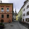 Sighisoara, romania, europe, the tower of the `clock view of the market square