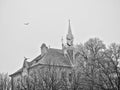 Sighisoara Romania - 11.26.2020: Joseph Haltrich highschool building located near the Church on the Hill in Sighisoara Royalty Free Stock Photo