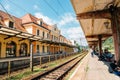 Sighisoara railway station platform in Romania