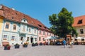 Walking around the historic town Sighisoara. City in which was born Vlad Tepes, Dracula Royalty Free Stock Photo