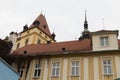 Fragment of the building above the entrance to the old city of Sighisoara in Romania