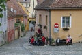 Tinsmiths` street Romanian: Strada Cositorarilor in Sighisoara.