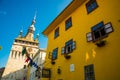 Sighisoara, Romania: View of the ocher-colored house - the birthplace of Vlad Dracula. It was he who inspired Bram Stoker to the